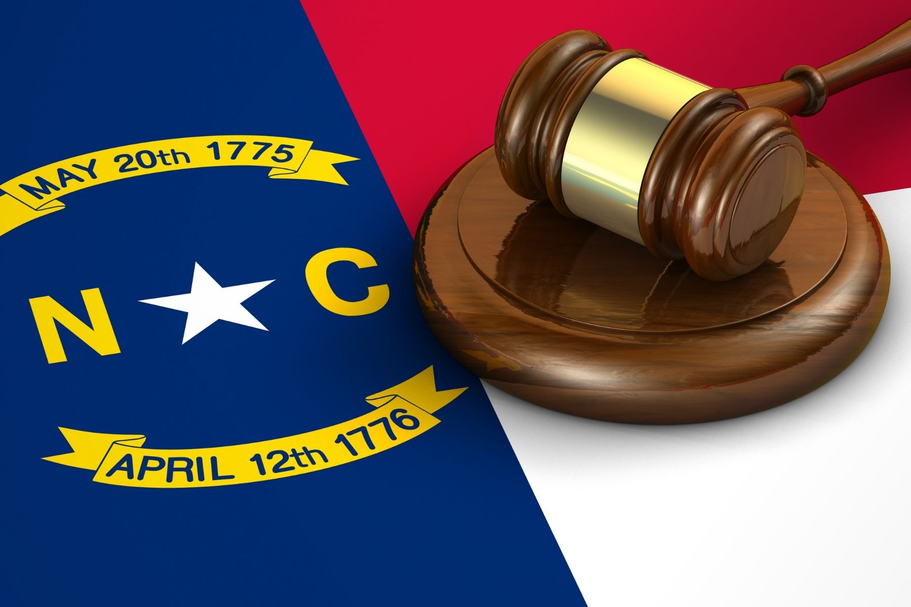 image of gavel and North Carolina flag